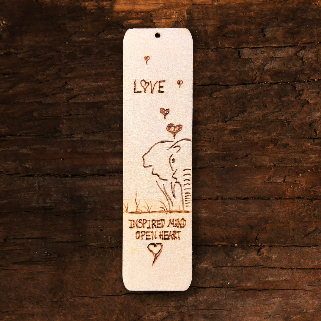 Elephant Love Wood Burned Bookmark - Thephotographybar