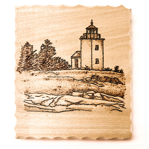 Custom Wood Burned Deer Island Lighthouse - Thephotographybar