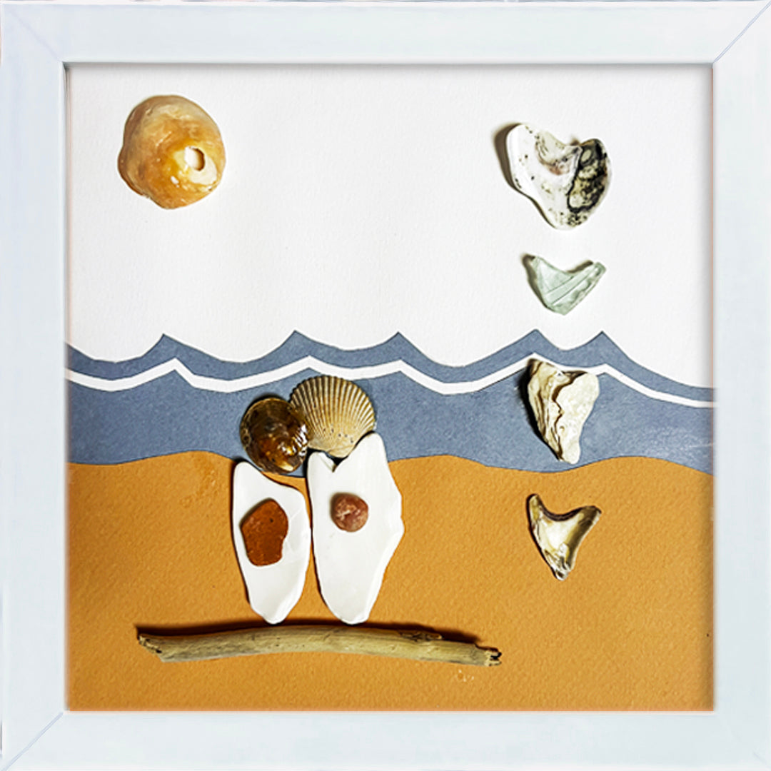 Loving Couple Heart Sea Glass 7" x 7" Tabletop or Wall Art - Thephotographybar