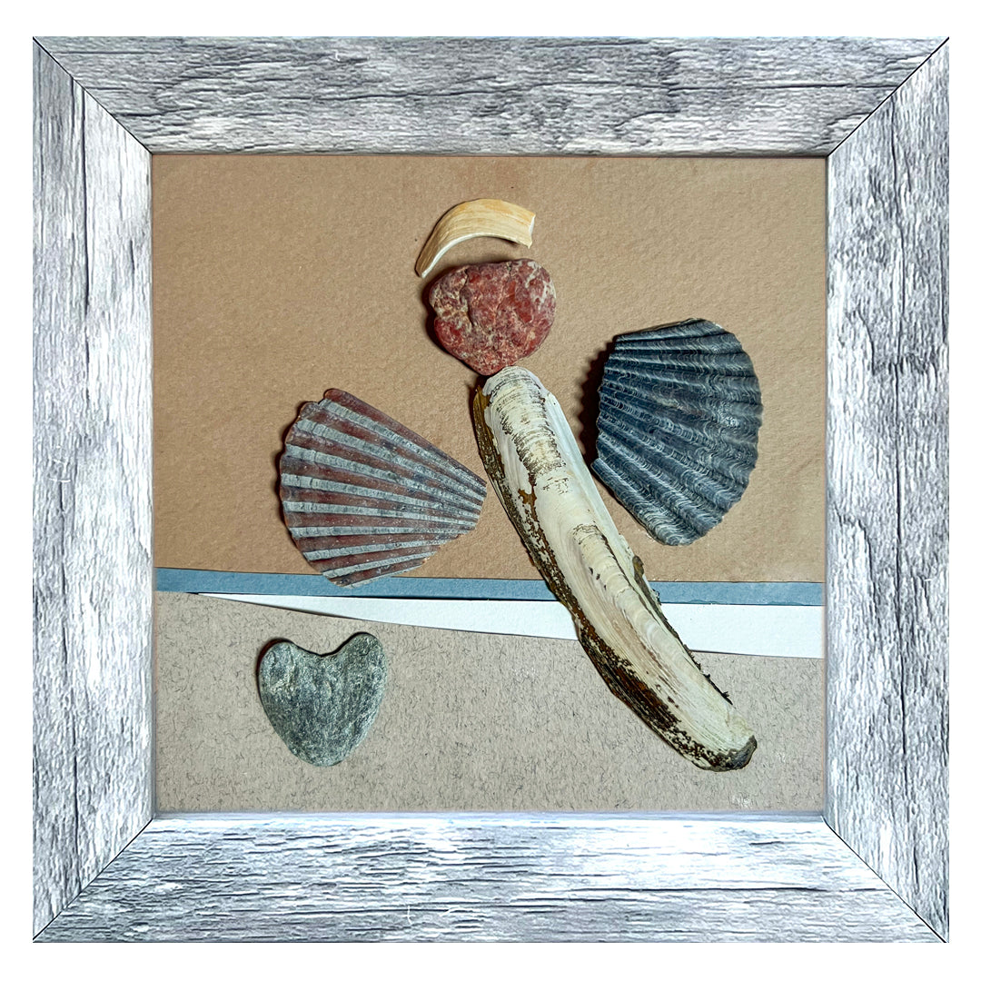 Sea Shell Angel Love Sea Glass 5" x 5" Shadow Box Art - Thephotographybar