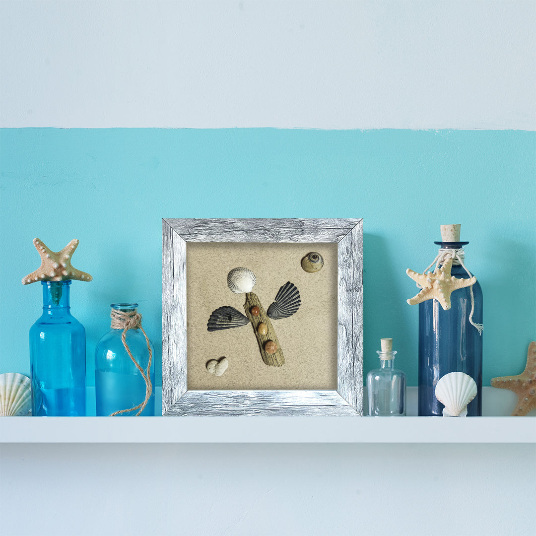 Sea Shell Imperfect Angel Love Sea Glass 5" x 5" Shadow Box Art - Thephotographybar