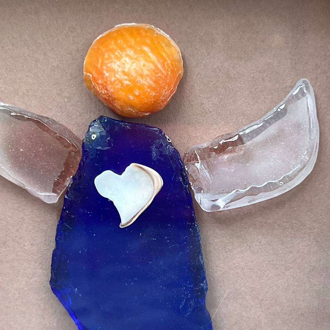Blue Angel Sea Glass 5" x 5" Shadow Box Art - Thephotographybar