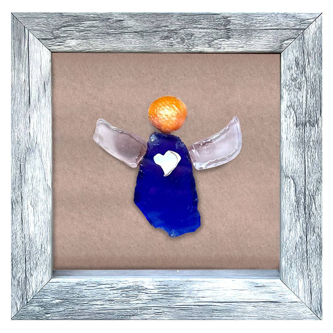 Blue Angel Sea Glass 5" x 5" Shadow Box Art - Thephotographybar