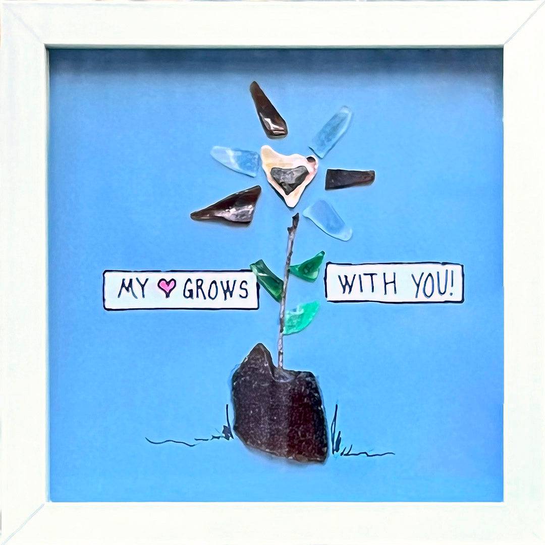 My Heart Grows with You Sea Glass 7" x 7" Tabletop or Wall Art - Thephotographybar