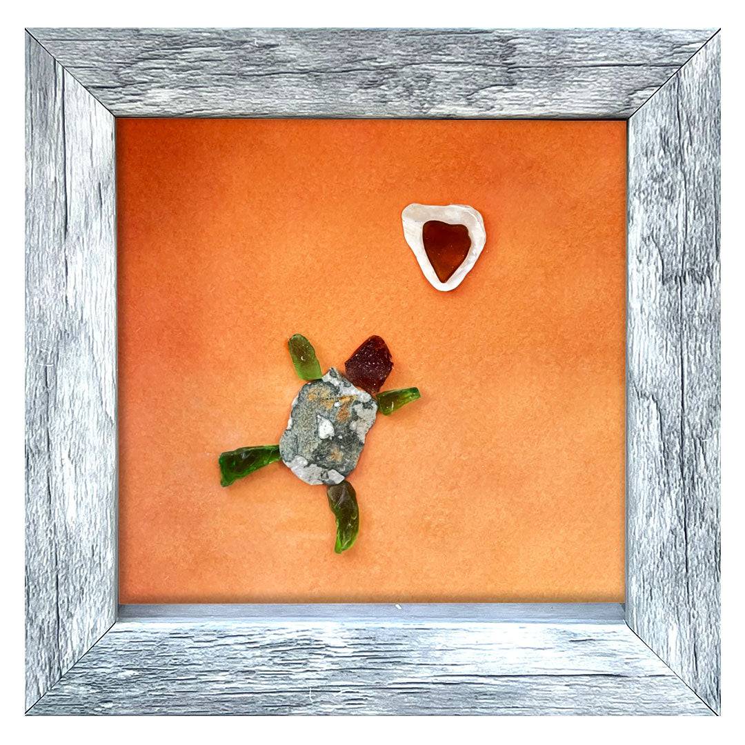 Turtle Heart Sea Glass 5" x 5" Tabletop or Wall Art - Thephotographybar