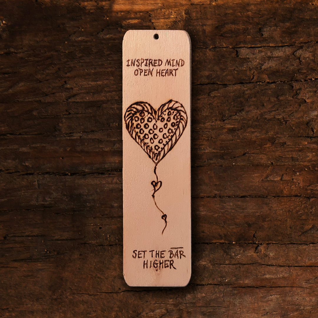 Dotted Heart Wood Burned Bookmark - Thephotographybar