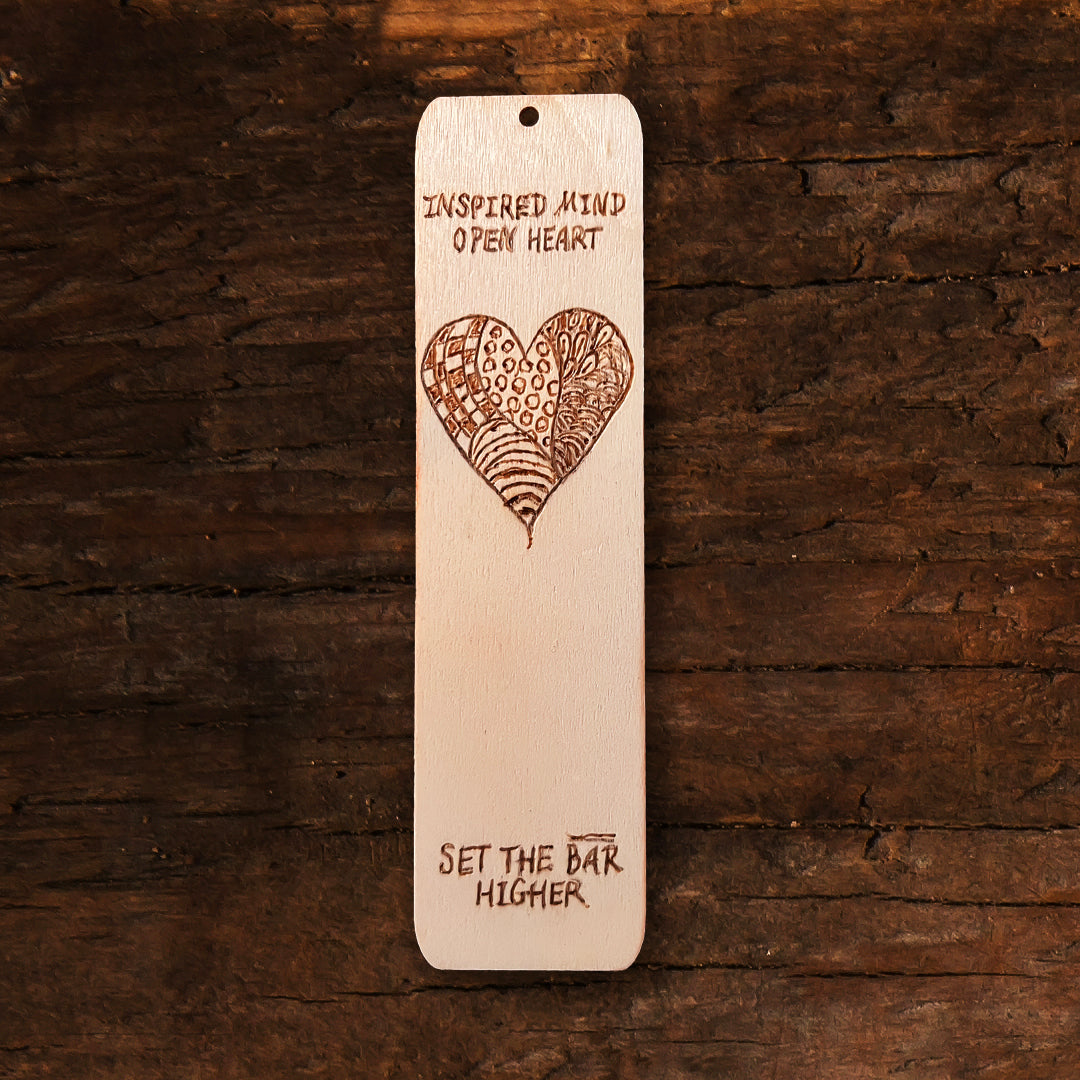 Heart Art Wood Burned Bookmark - Thephotographybar