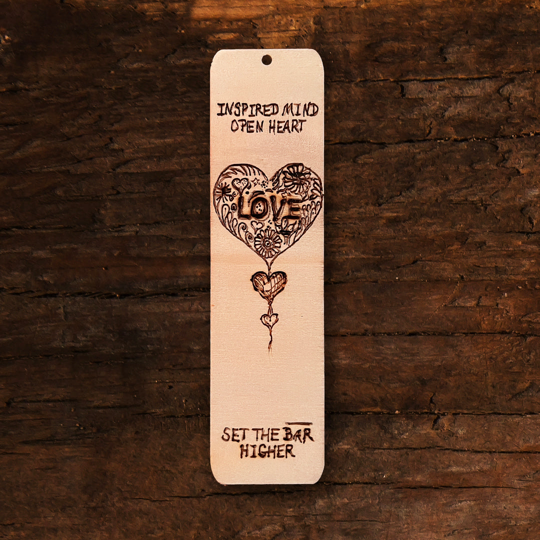 Heart Love Wood Burned Bookmark - Thephotographybar