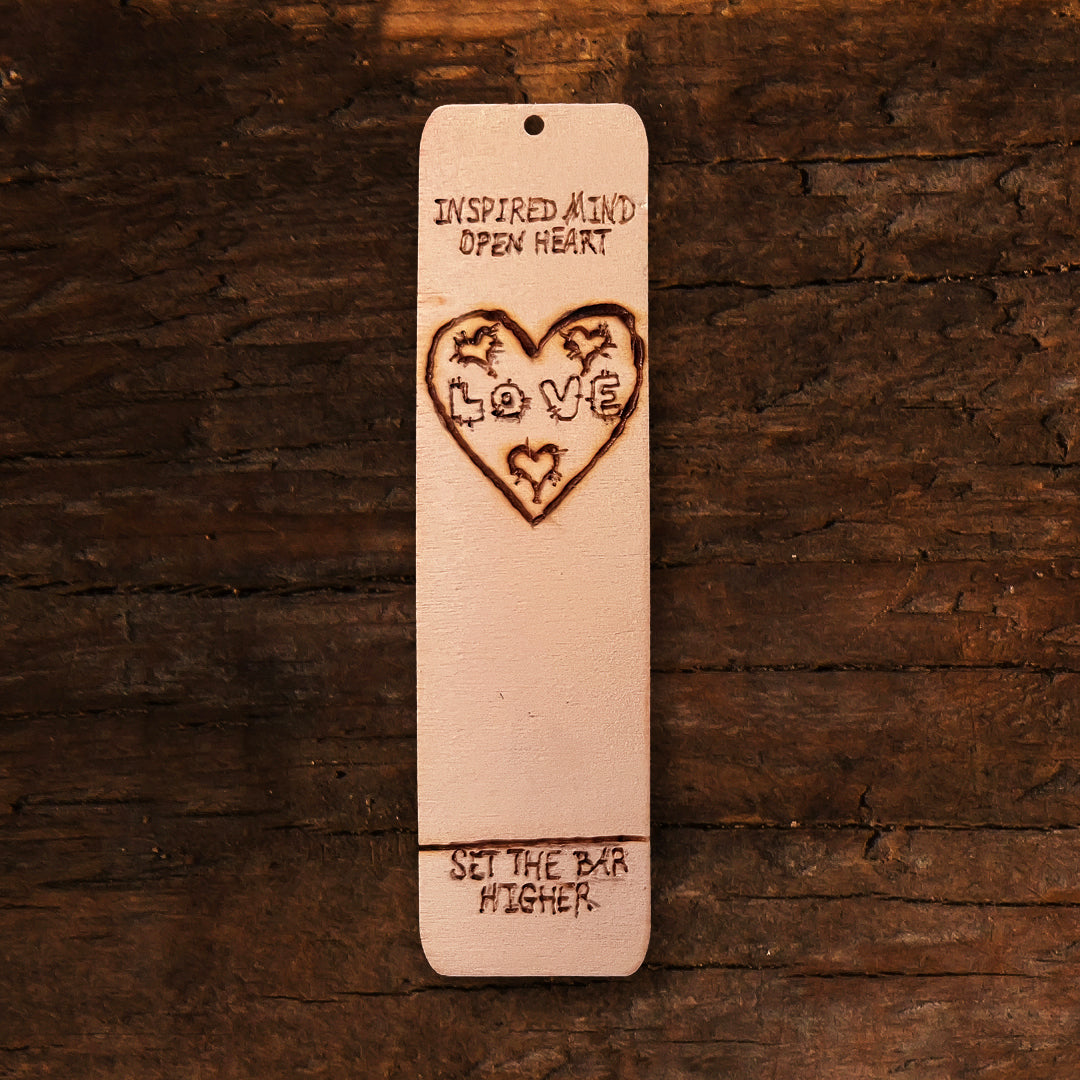 Love Hearts Wood Burned Bookmark - Thephotographybar